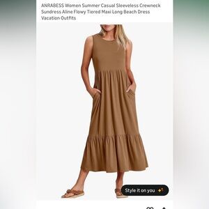 Brown Midi Dress with pockets